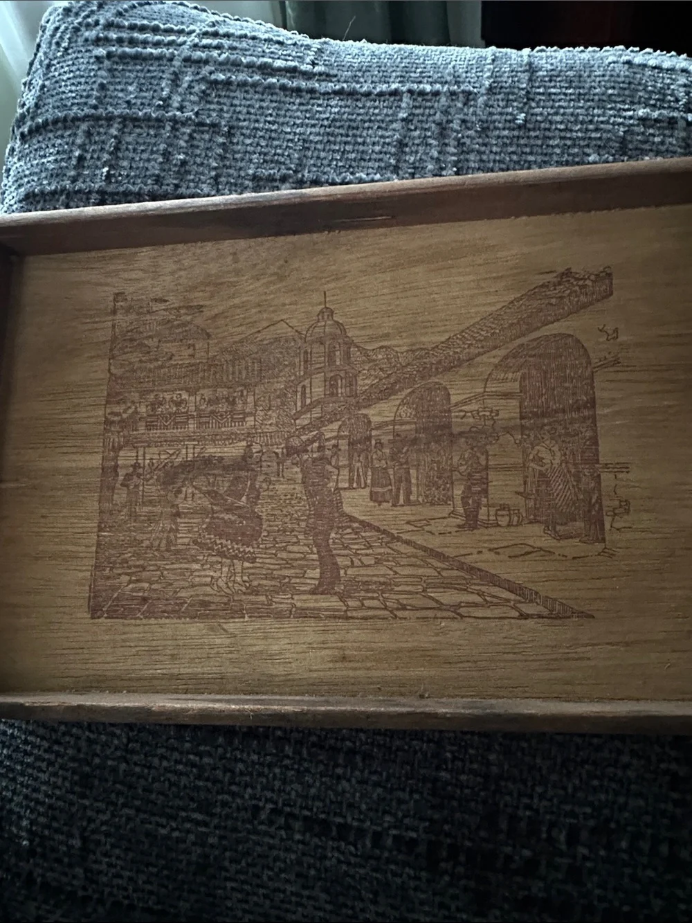 Vtg California Redwood Tray San Gabriel Fiesta 14